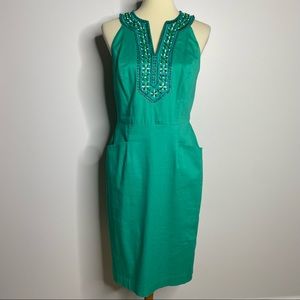 Adrianna Papell green beaded sheath dress size 8